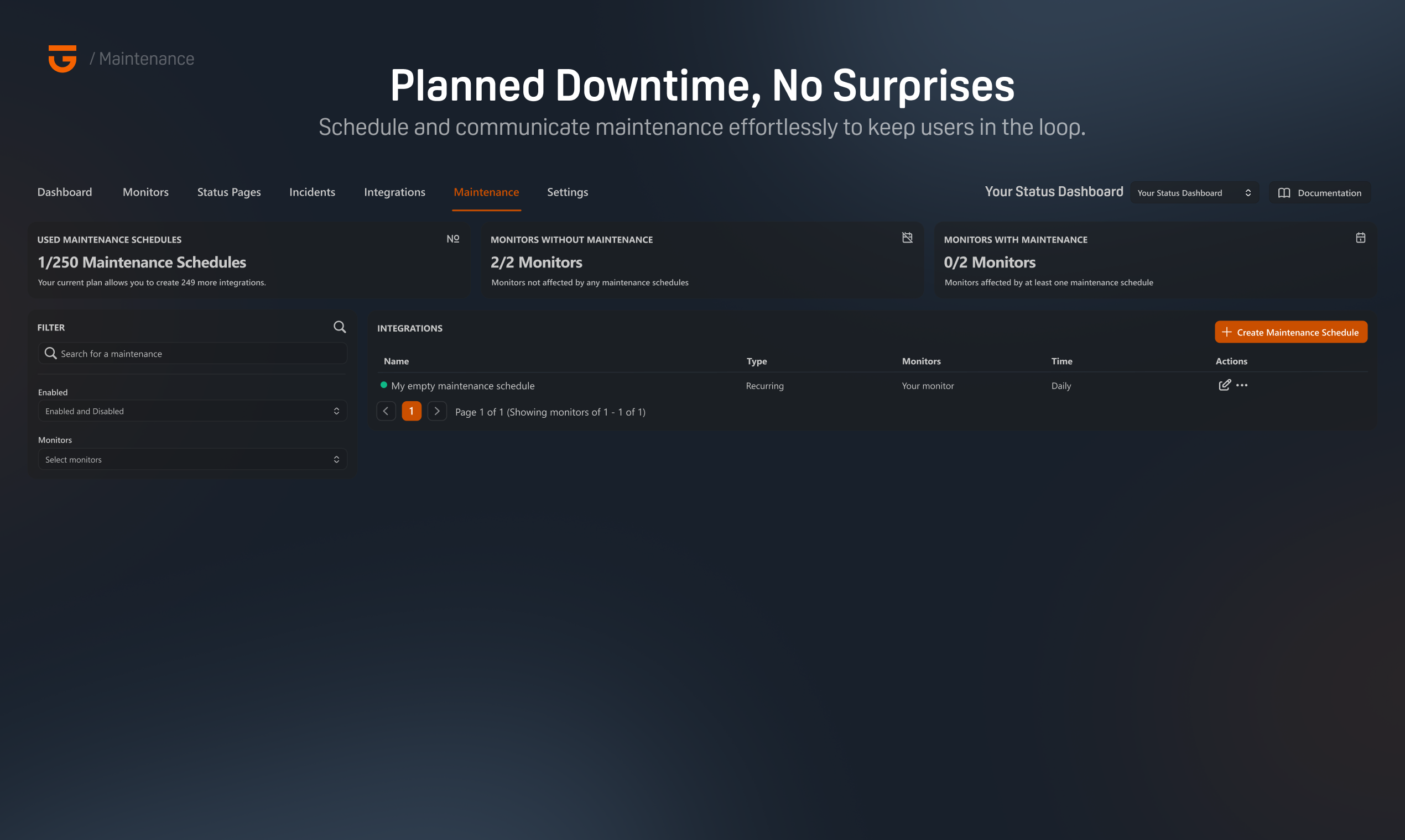 Status Maintenance