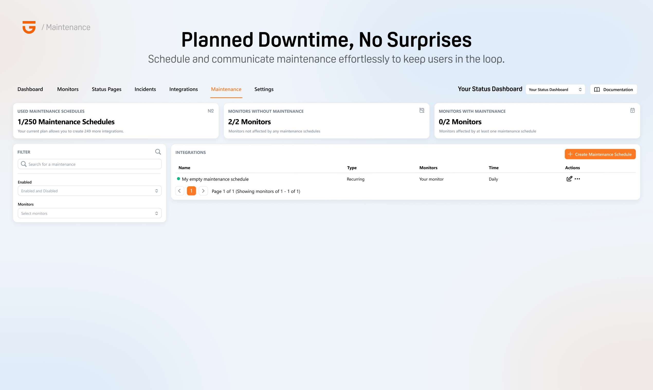 Status Maintenance